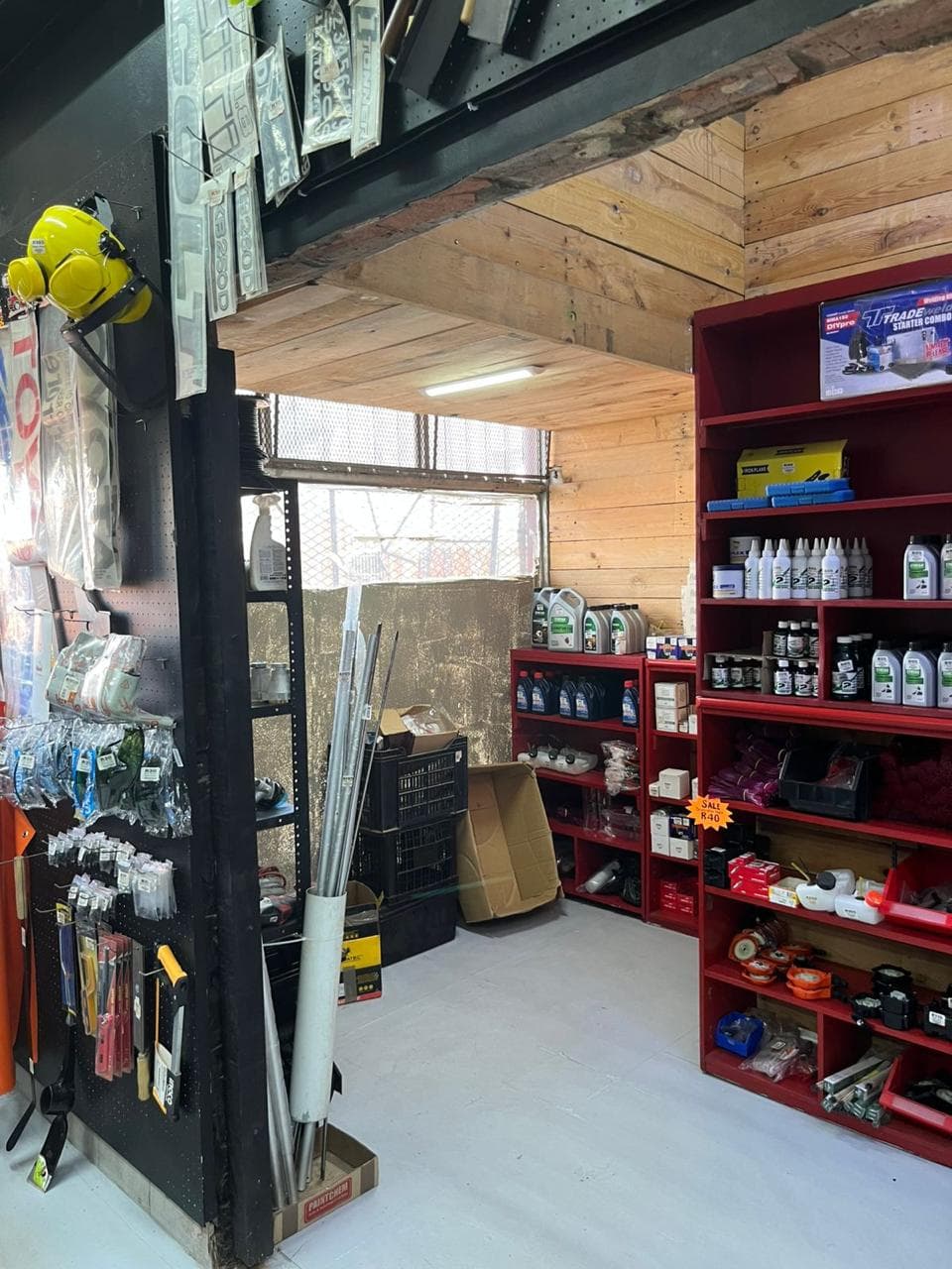 Safety and workshop gear inside the shop